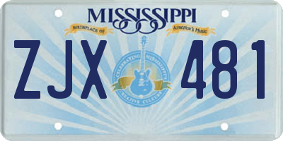 MS license plate ZJX481