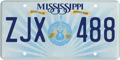 MS license plate ZJX488