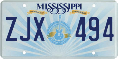 MS license plate ZJX494