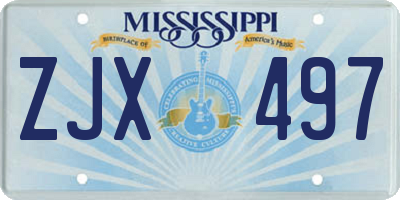 MS license plate ZJX497