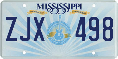 MS license plate ZJX498