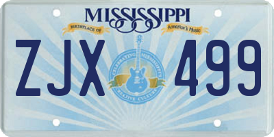 MS license plate ZJX499