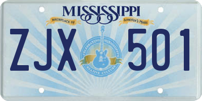 MS license plate ZJX501
