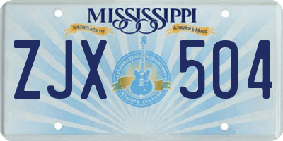 MS license plate ZJX504