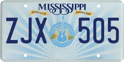 MS license plate ZJX505
