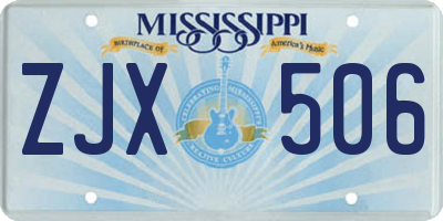 MS license plate ZJX506