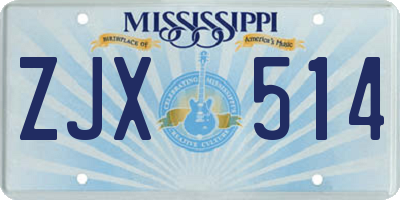 MS license plate ZJX514