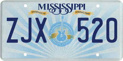 MS license plate ZJX520