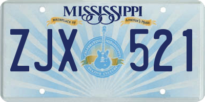 MS license plate ZJX521