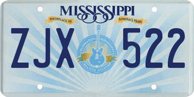 MS license plate ZJX522