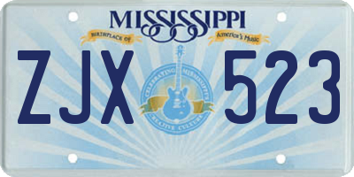 MS license plate ZJX523