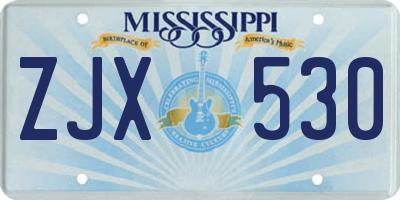 MS license plate ZJX530