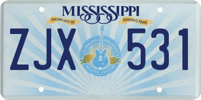 MS license plate ZJX531
