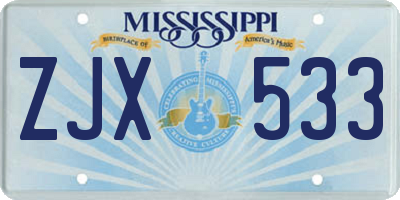 MS license plate ZJX533