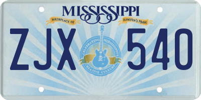 MS license plate ZJX540