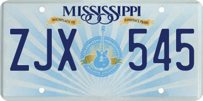 MS license plate ZJX545