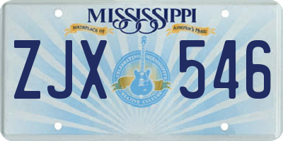 MS license plate ZJX546