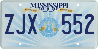 MS license plate ZJX552