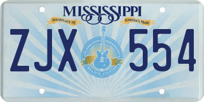 MS license plate ZJX554