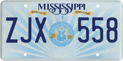 MS license plate ZJX558