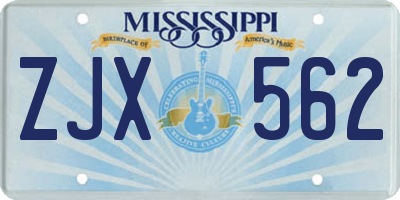 MS license plate ZJX562