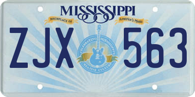 MS license plate ZJX563