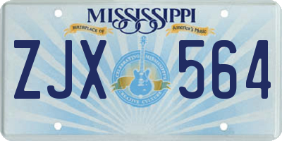 MS license plate ZJX564