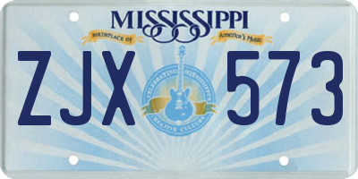 MS license plate ZJX573