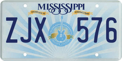 MS license plate ZJX576