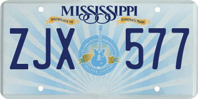MS license plate ZJX577