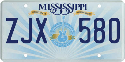 MS license plate ZJX580