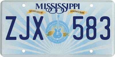 MS license plate ZJX583
