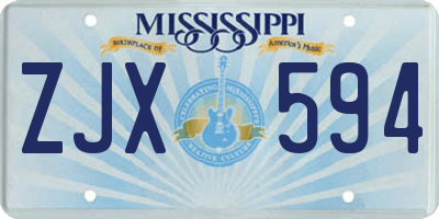 MS license plate ZJX594