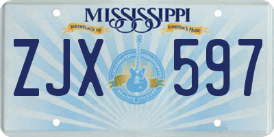 MS license plate ZJX597