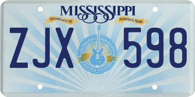 MS license plate ZJX598