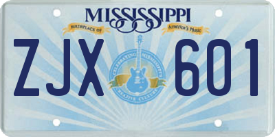 MS license plate ZJX601