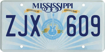 MS license plate ZJX609
