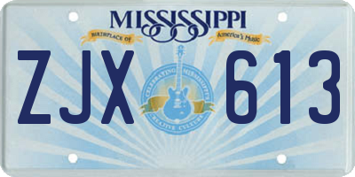 MS license plate ZJX613