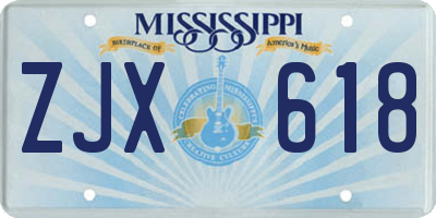 MS license plate ZJX618