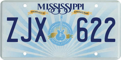 MS license plate ZJX622