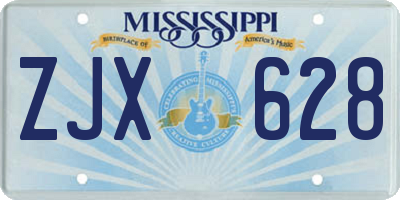 MS license plate ZJX628