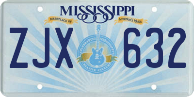 MS license plate ZJX632