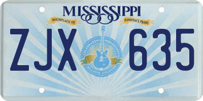 MS license plate ZJX635