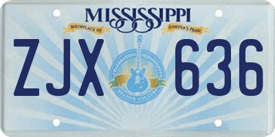 MS license plate ZJX636