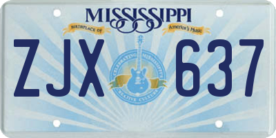 MS license plate ZJX637