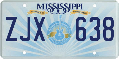 MS license plate ZJX638