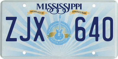 MS license plate ZJX640