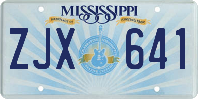 MS license plate ZJX641