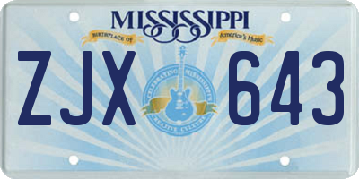 MS license plate ZJX643