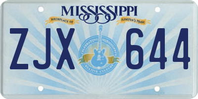 MS license plate ZJX644